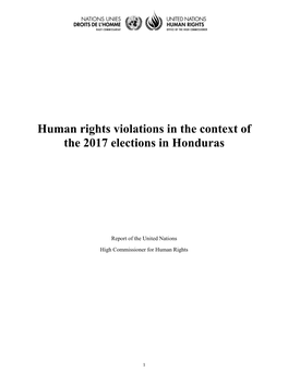 Human Rights Violations in the Context of the 2017 Elections in Honduras
