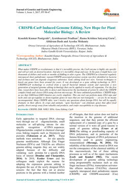 CRISPR-Cas9 Induced Genome Editing, New Hope for Plant Molecular Biology: a Review