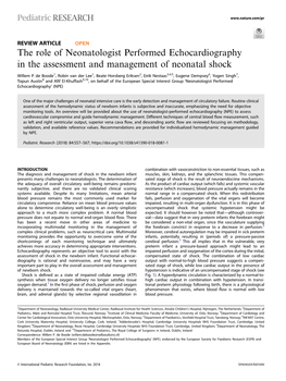 The Role of Neonatologist Performed Echocardiography in the Assessment and Management of Neonatal Shock