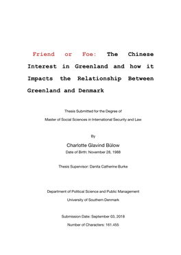 The Chinese Interest in Greenland and How It Impacts the Relationship