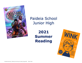Paideia School Junior High 2021 Summer Reading