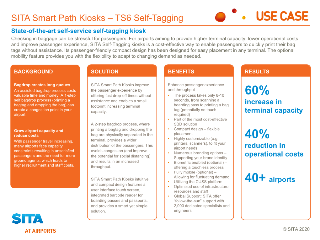 SITA Smart Path TS6 Self-Tagging Kiosk