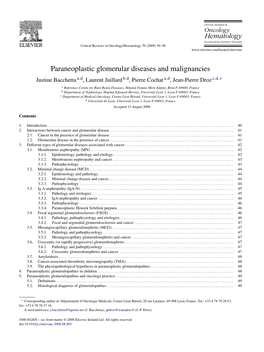 Paraneoplastic Glomerular Diseases and Malignancies