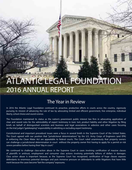 Atlantic Legal Foundation 2016 Annual Report