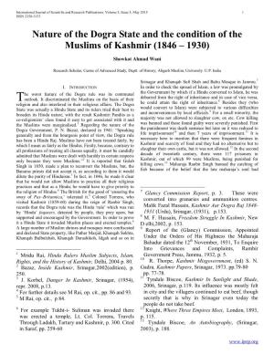 Nature of the Dogra State and the Condition of the Muslims of Kashmir (1846 – 1930)