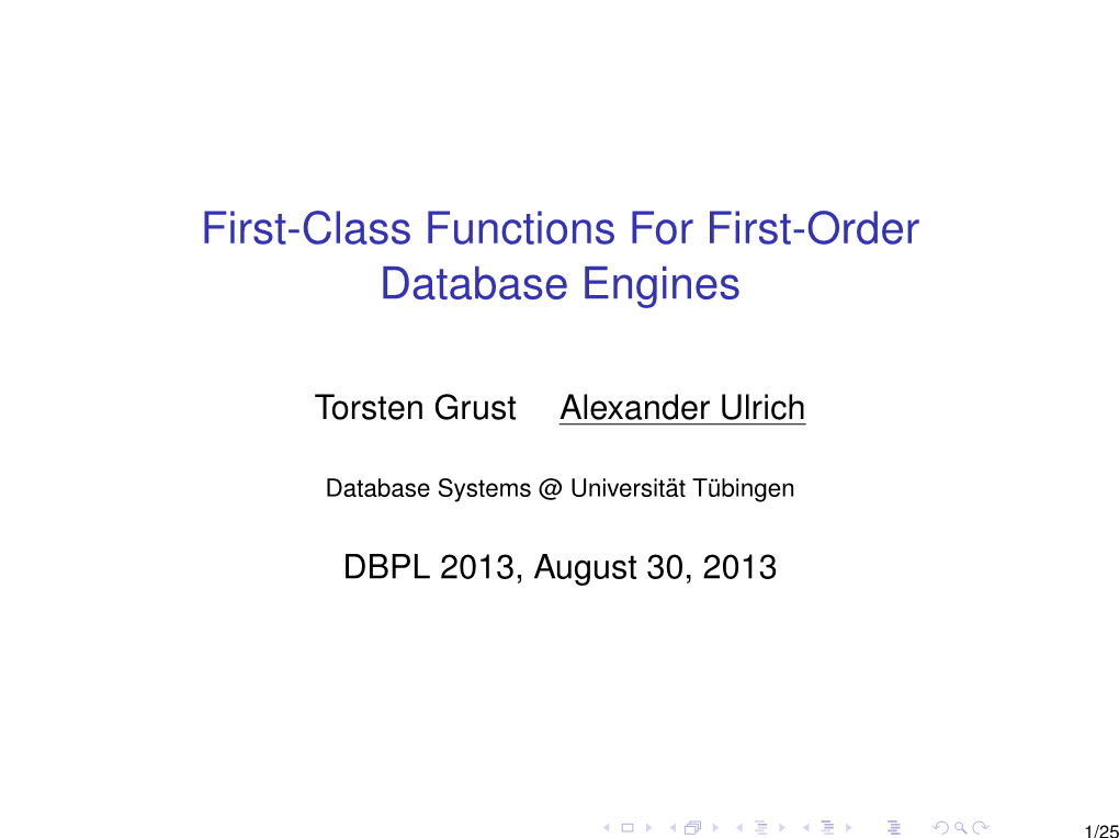 First-Class Functions for First-Order Database Engines