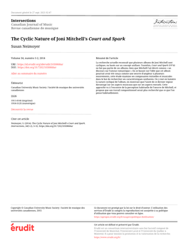 The Cyclic Nature of Joni Mitchell's Court and Spark Susan Neimoyer