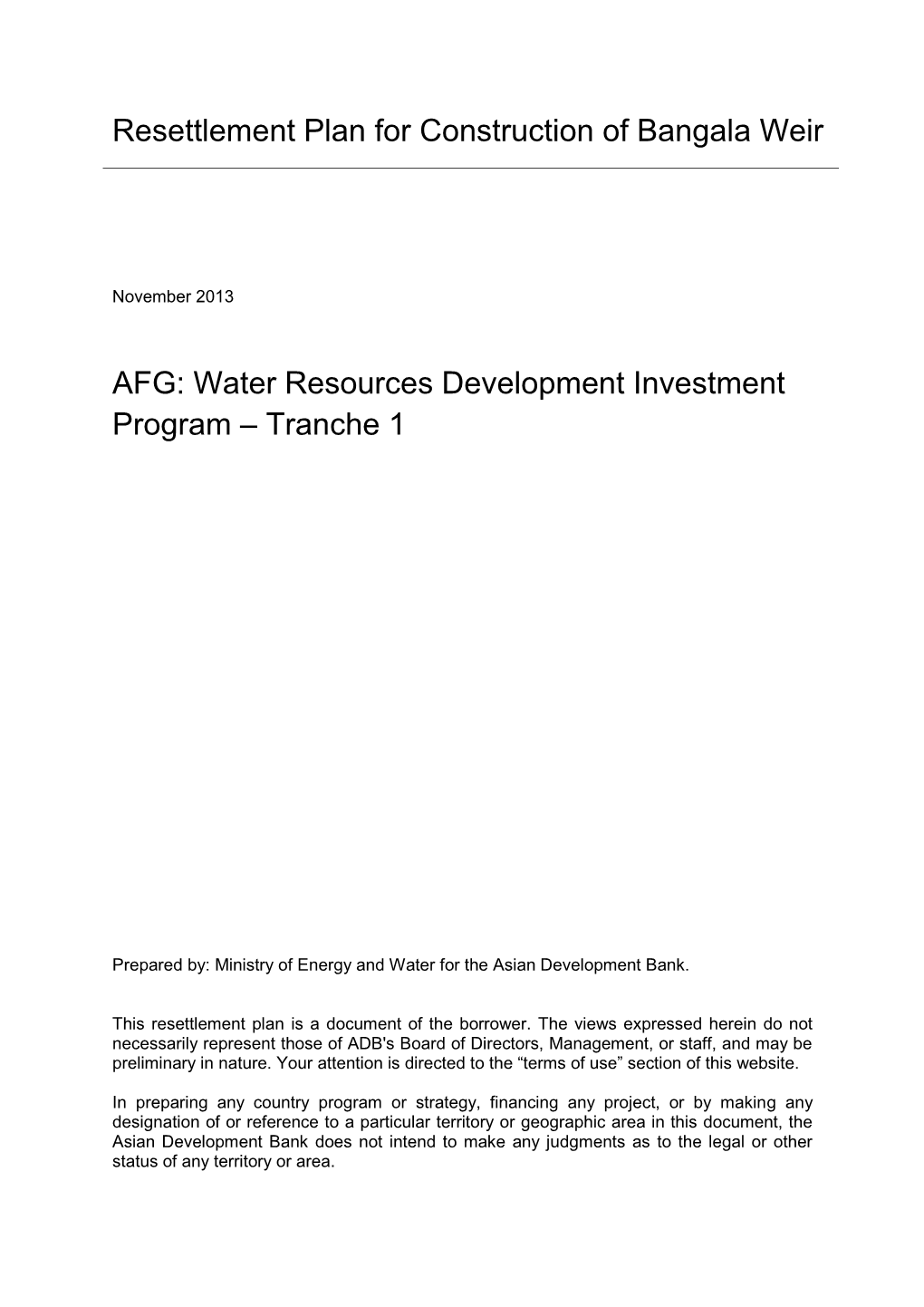 Waterresources Development Investment Program