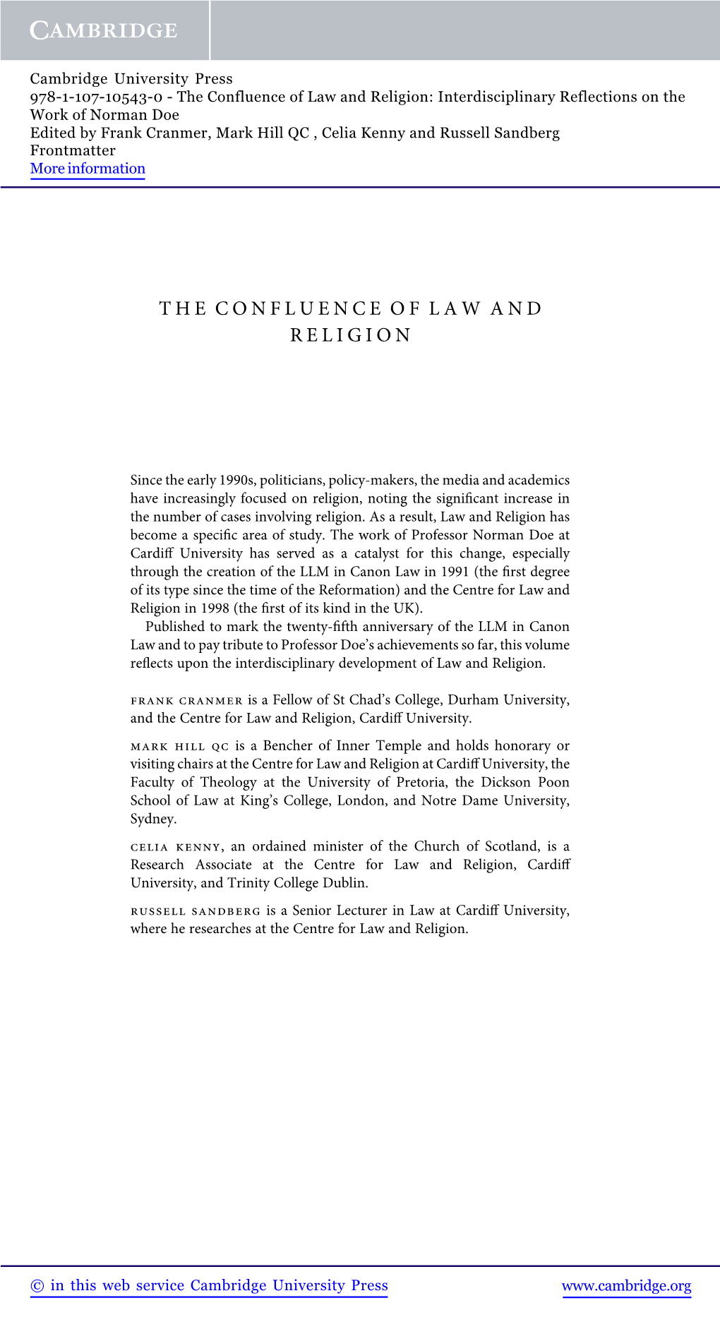 The Confluence of Law and Religion