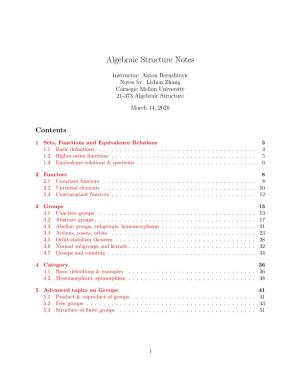 21-373 Algebraic Structure Notes