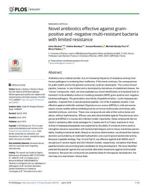 Novel Antibiotics Effective Against Gram-Positive and -Negative Multi