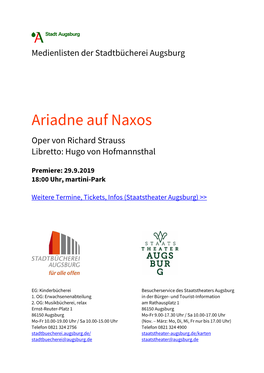 Ariadne Auf Naxos Oper Von Richard Strauss Libretto: Hugo Von Hofmannsthal