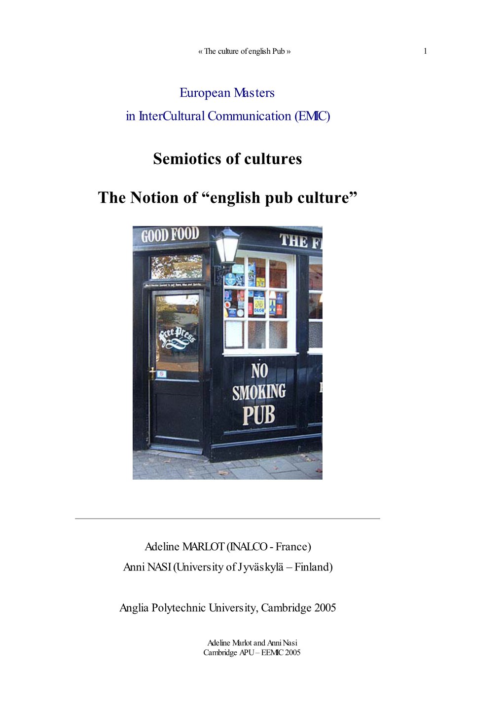 English Pub Culture”