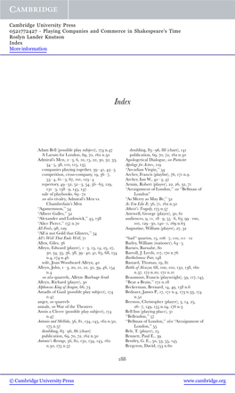 Playing Companies and Commerce in Shakespeare’S Time Roslyn Lander Knutson Index More Information