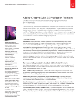 Adobe Creative Suite 5.5 Production Premium Telesales Guide