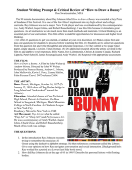 Ray Johnson Titled How to Draw a Bunny Was Awarded a Jury Prize at Sundance Film Festival