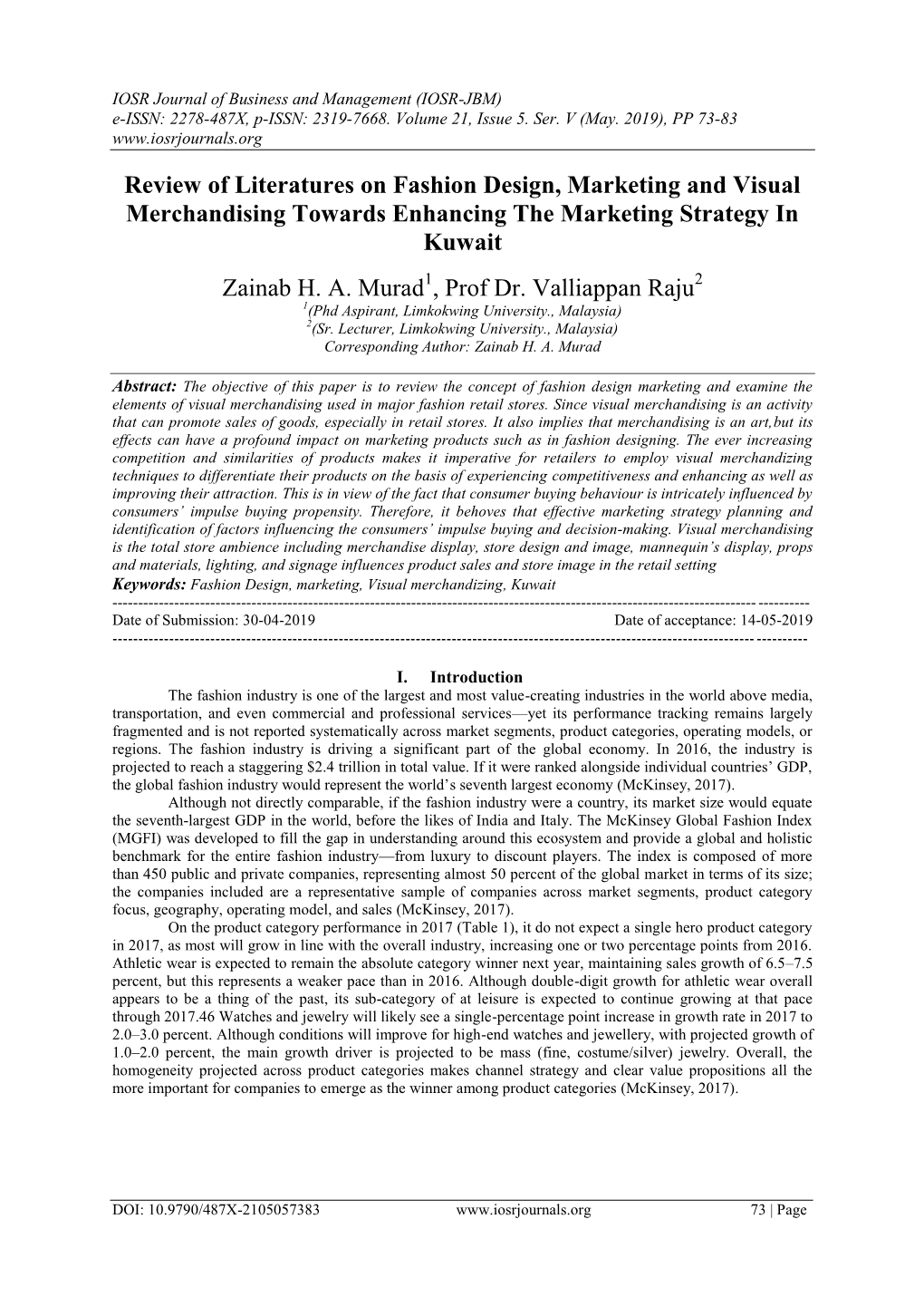 Review of Literatures on Fashion Design, Marketing and Visual Merchandising Towards Enhancing the Marketing Strategy in Kuwait