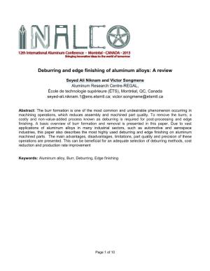 Deburring and Edge Finishing of Aluminum Alloys: a Review