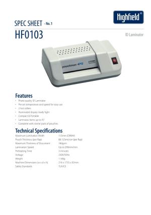 HF0103 ID Laminator