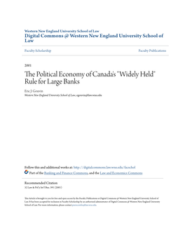 The Political Economy of Canada's "Widely Held" Rule for Large Banks