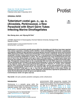 Tuberlatum Coatsi Gen. N., Sp. N. (Alveolata, Perkinsozoa), a New