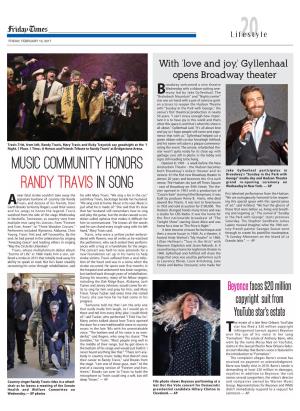 Music Community Honors Randy Travis in Song