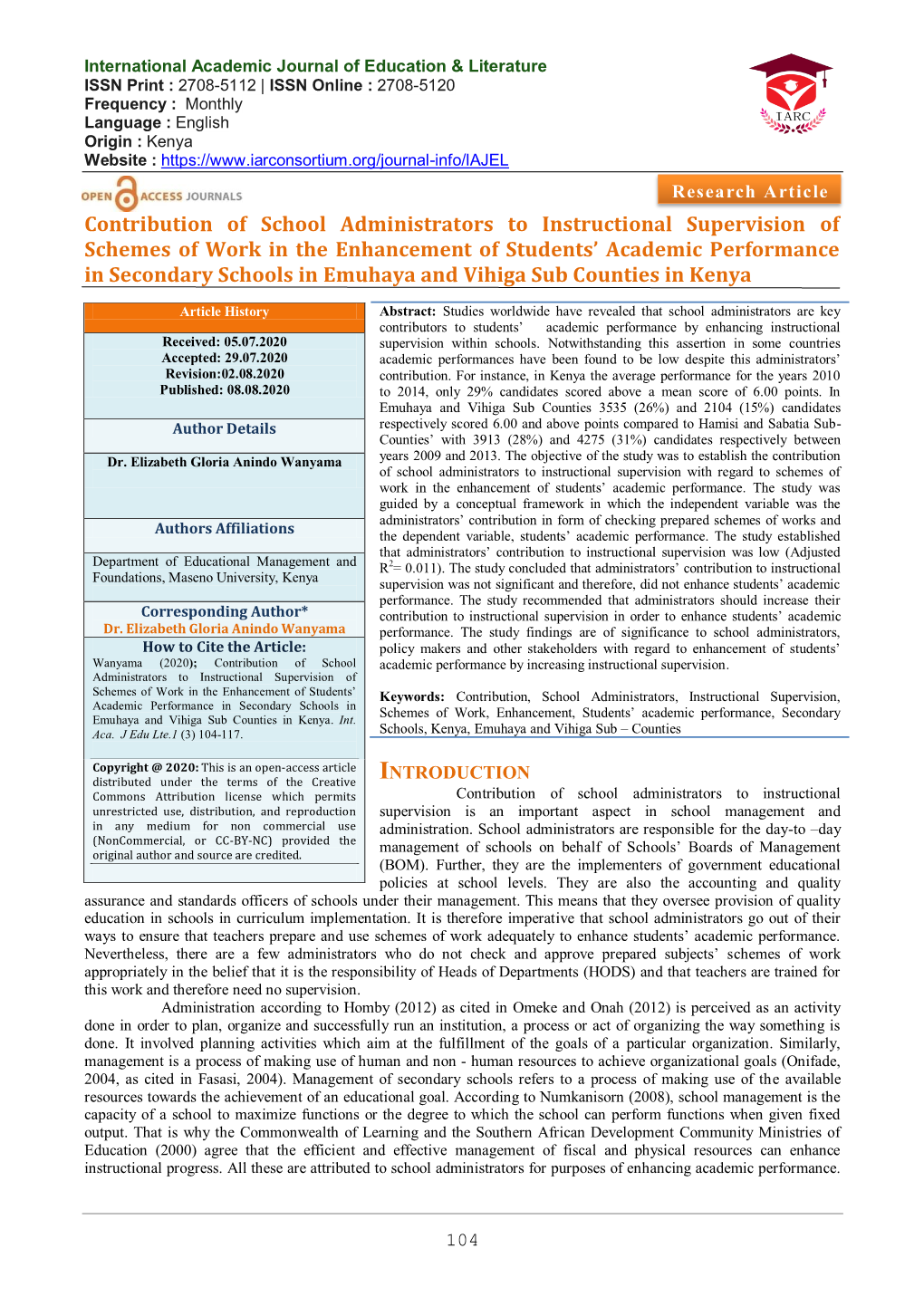 Contribution of School Administrators to Instructional Supervision Of