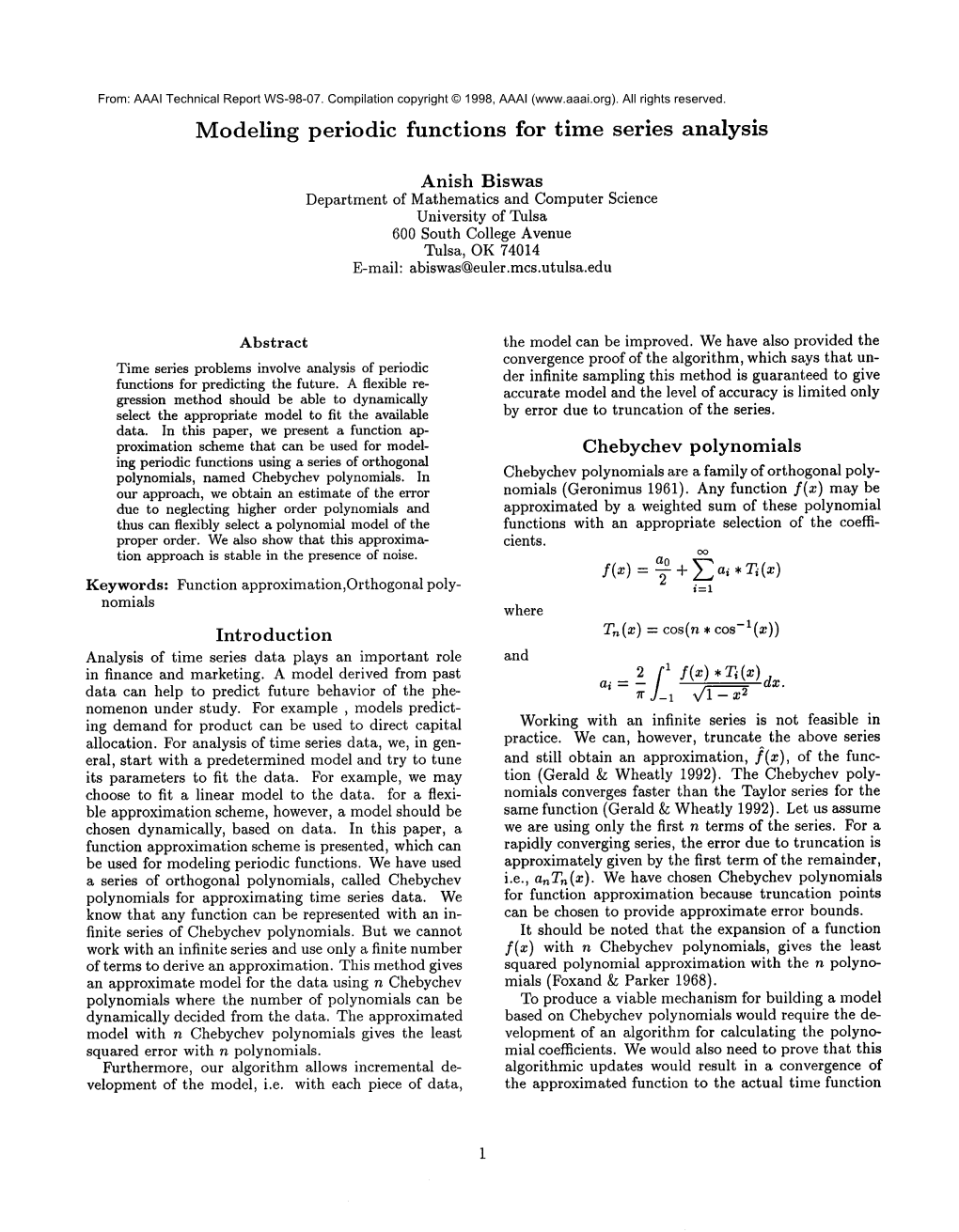 Modeling Periodic Functions for Time Series Analysis