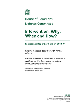 Intervention: Why, When and How?