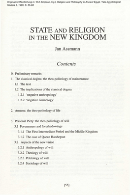 State and Religion in the New Kingdom