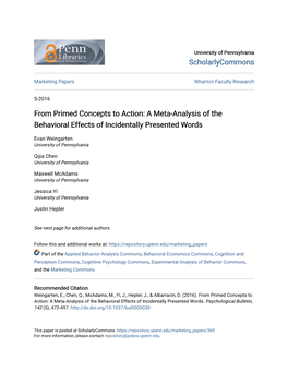 A Meta-Analysis of the Behavioral Effects of Incidentally Presented Words