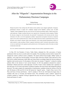 “Oligarchs”: Argumentation Strategies in the Parliamentary Elections Campaigns