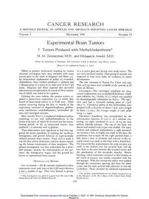 CANCE R RESEARCH Experimental Brain Tumors