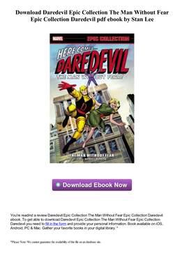 Daredevil Epic Collection the Man Without Fear Epic Collection Daredevil Pdf Ebook by Stan Lee