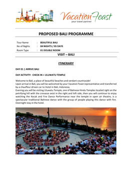 Proposed Bali Programme