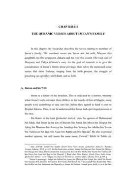 Imran's Family in the Quran (A Thematic Study Using Qashash Fî Al-Qurân