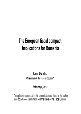 The European Fiscal Compact. Implications for Romania
