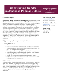 Constructing Gender in Japanese Popular Culture