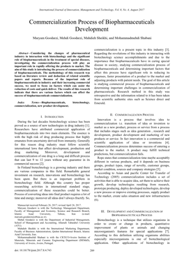 Commercialization Process of Biopharmaceuticals Development