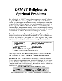 DSM-IV Religious & Spiritual Problems