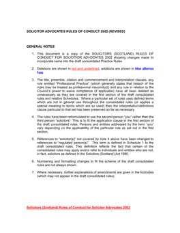 Solicitor Advocates Rules of Conduct 2002 (Revised)