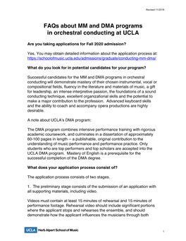 Faqs About MM and DMA Programs in Orchestral Conducting at UCLA