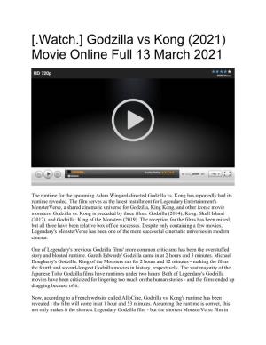 [.Watch.] Godzilla Vs Kong (2021) Movie Online Full 13 March 2021