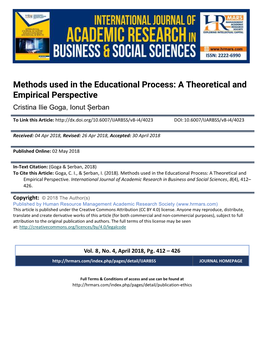 Methods Used in the Educational Process: a Theoretical and Empirical Perspective