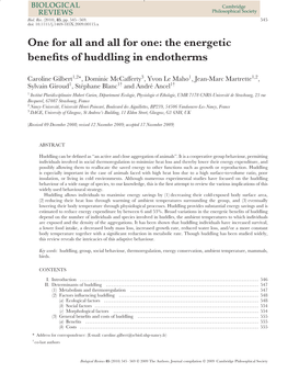 The Energetic Benefits of Huddling in Endotherms