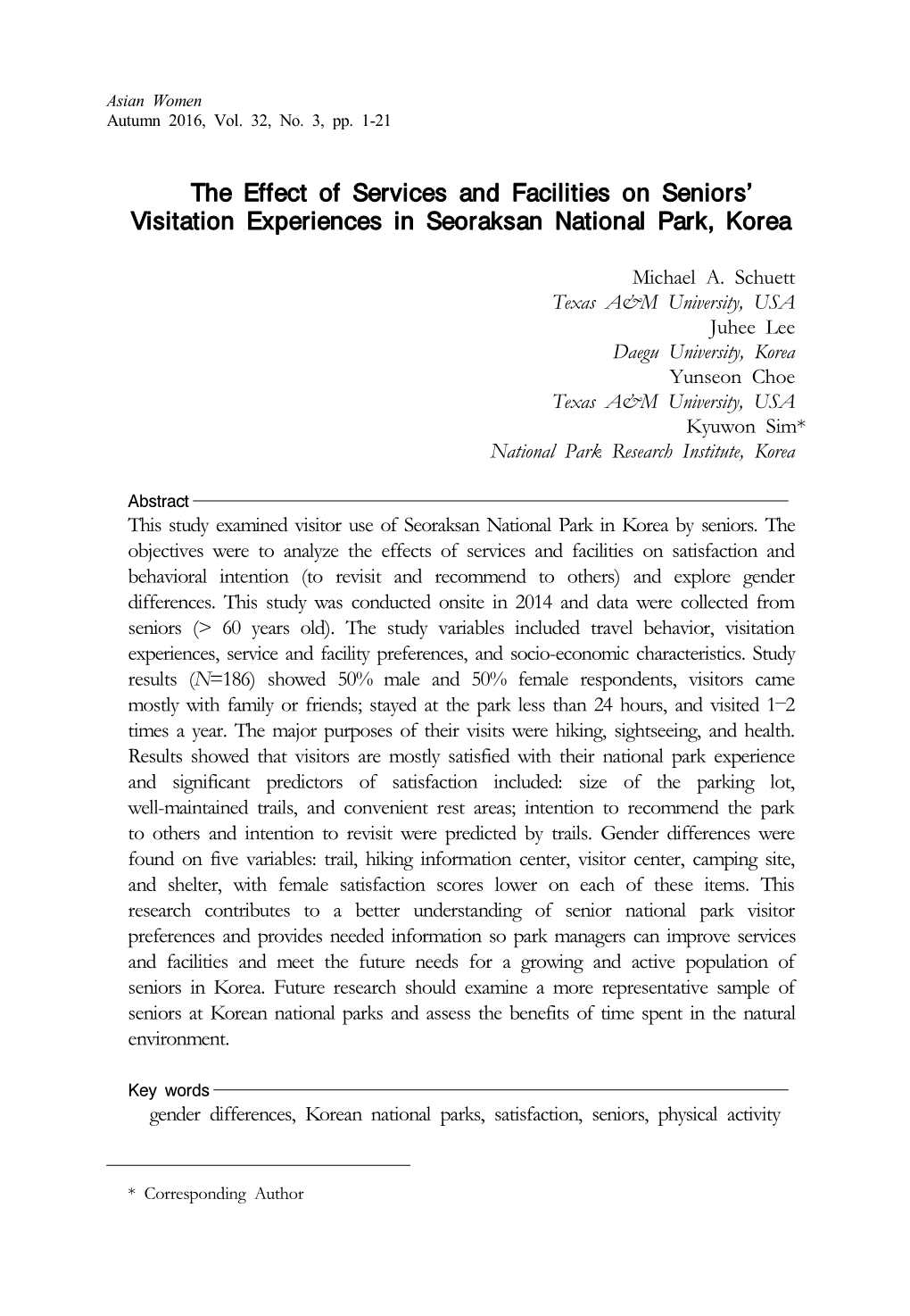 The Effect of Services and Facilities on Seniors' Visitation Experiences In