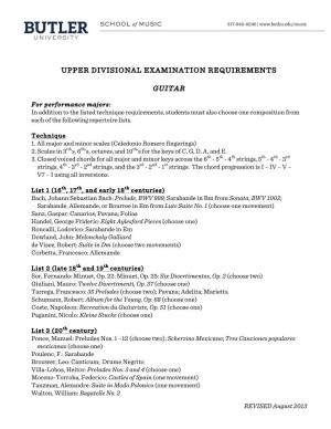 Upper Divisional Examination Requirements Guitar