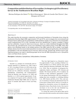 Original Article Rodrigues Dos-Santos Et Al.: Serranidae Larvae in the Southeasternbjoce Brazilian Bight