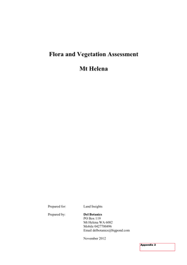 Flora and Vegetation Assessment Mt Helena