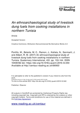 An Ethnoarchaeological Study of Livestock Dung Fuels from Cooking Installations in Northern Tunisia